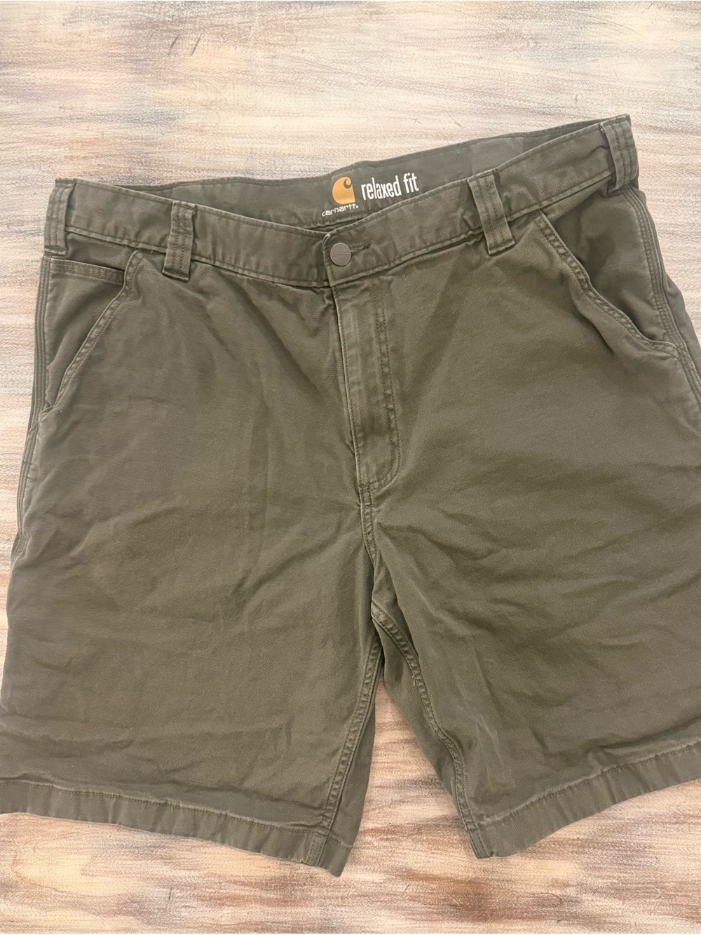 Carhartt Men’s Rugged Relaxed Fit Cargo Canvas Shorts Size 38 Tarmac Green-Grey